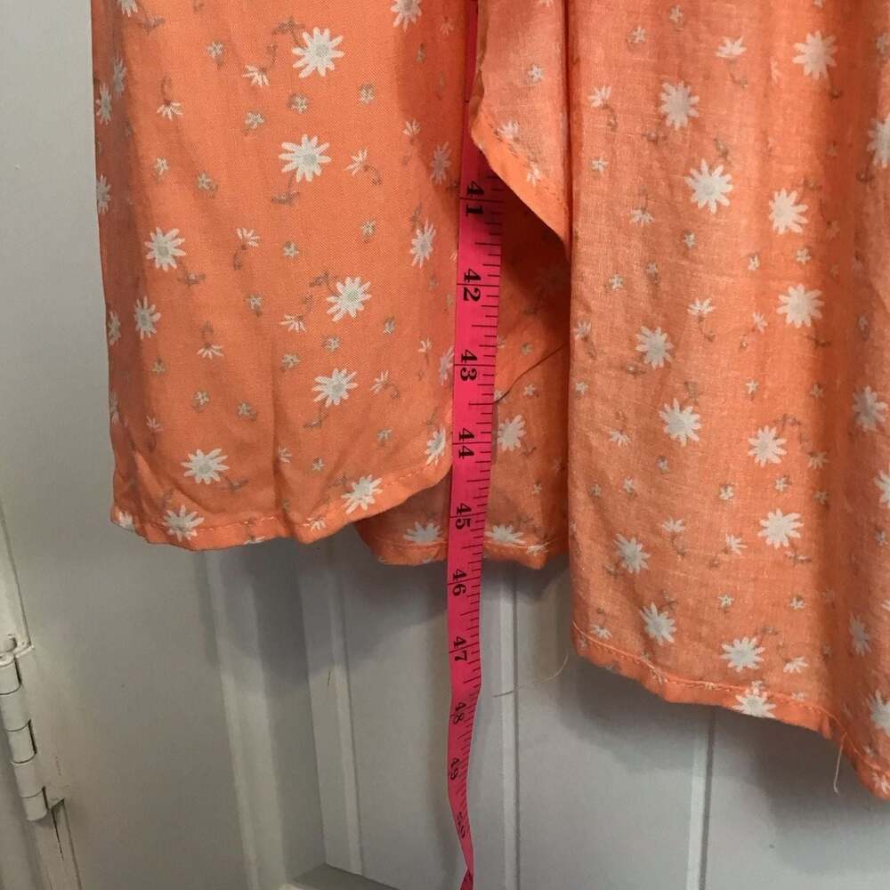 Love Fire Peach Orange Floral Print Wrap-Style Midi Romper Dress Large - Picture 8 of 11